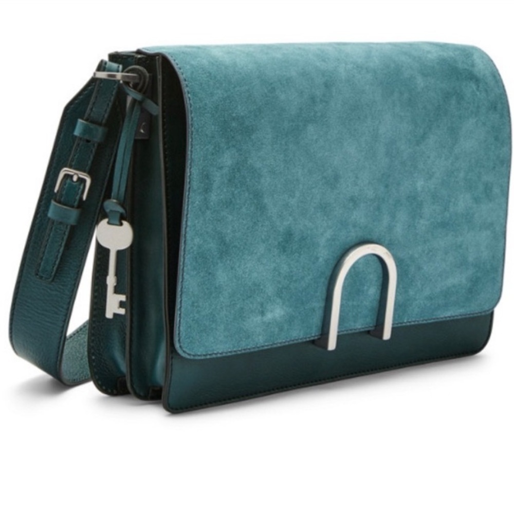 NWOTs Fossil | Finley leather and suede shoulder bag in Indian Teal.
